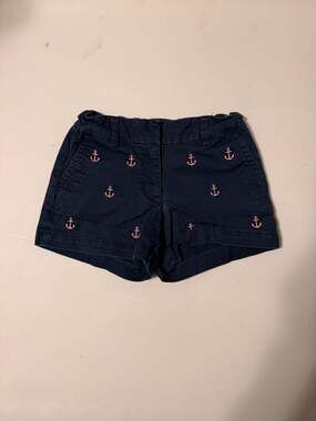 Vineyard Vines Girls Navy Blue Pink Embroidered Anchor Chino Shorts Size 8